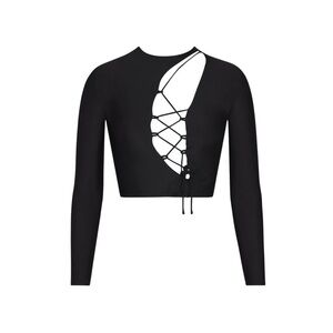 SKIMS Black Long Sleeve Cut Out Bodysuit